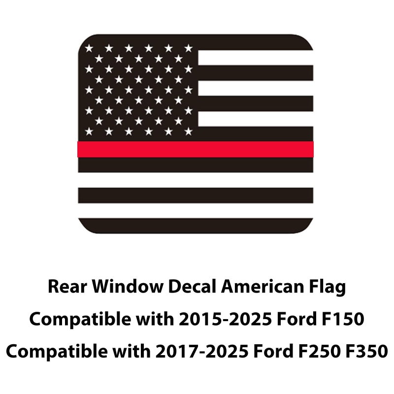 Zxiaochun Rear Middle Window American Flag Decal for Ford F150 F250 F350 2015-2022 2023 2024 2025 Back Center Sliding Window Glass USA Flag Vinyl Sticker (Thin Red Line) - Image 3